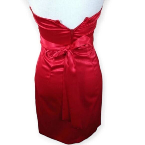 BCX RED STRAPLESS SATIN DRESS SZ.1 EUC - Picture 5 of 8